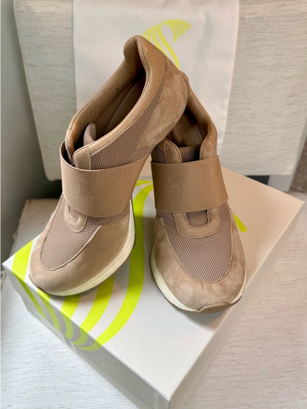 Sneex by Sara Blakely (Spanx) Slip-On Athletic Sneakers/Hi heels-Oyster-size 9